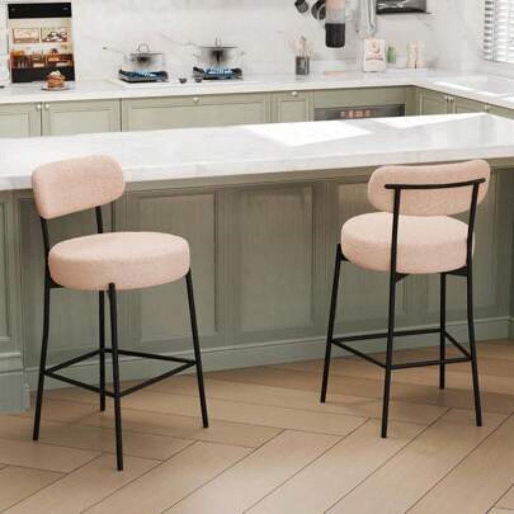 Home Bar Stools - Beige Bar Stools Set of 2,