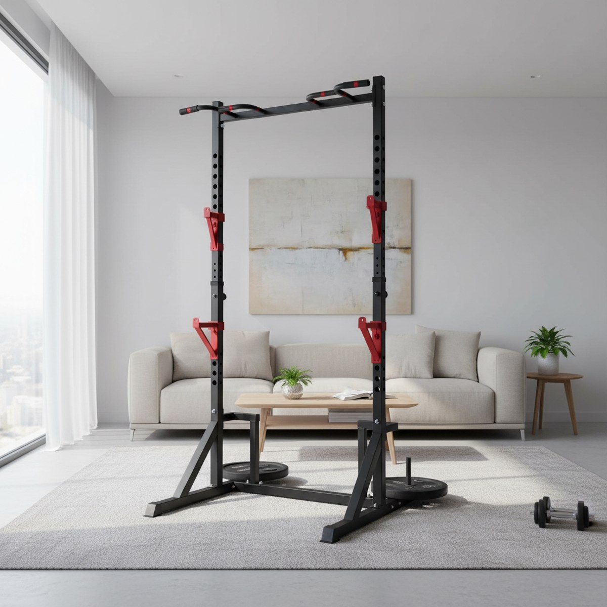 Adjustable Power Rack with Pul - Home Bar Stand recension och pris