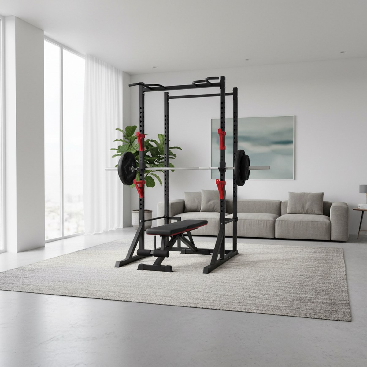Adjustable Power Rack with Pul - Home Bar Stand recension och pris