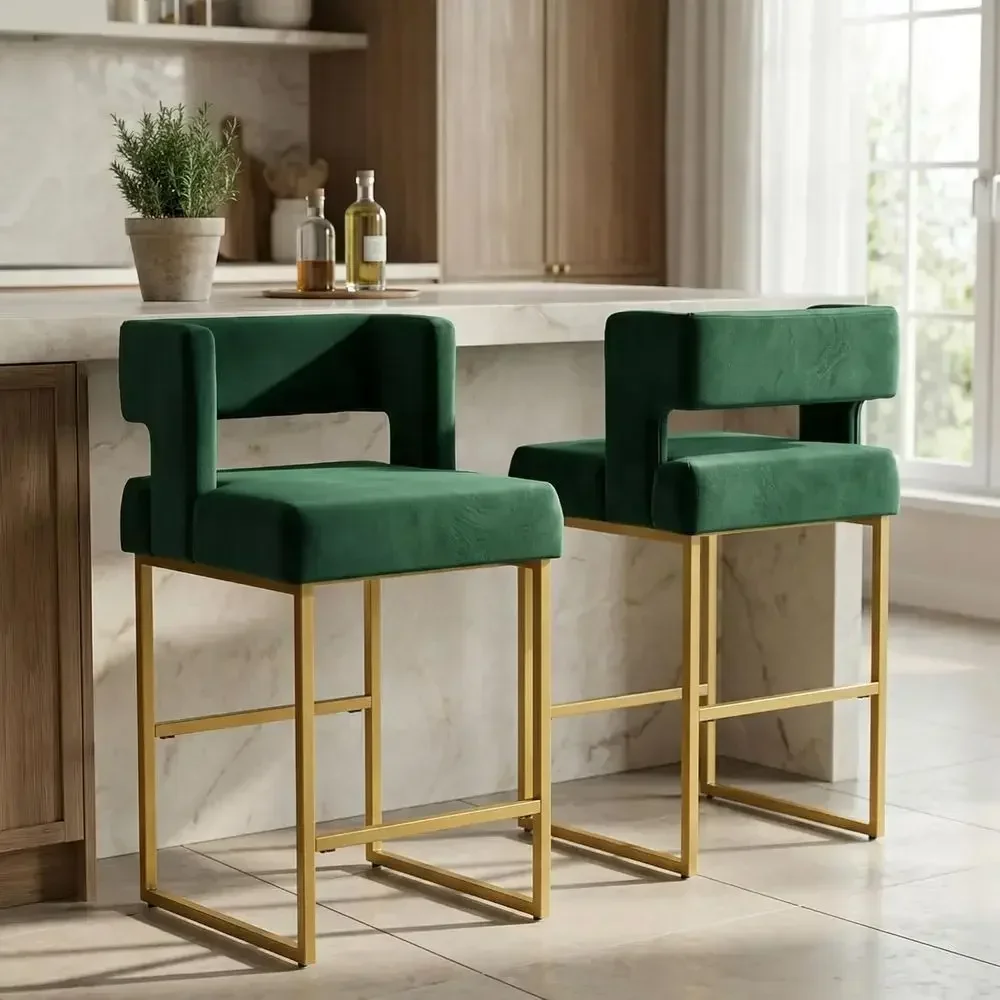 Set of 2 Green Velvet Bar Stoo - Home Bar Stools recension och pris