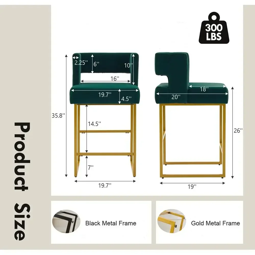 Set of 2 Green Velvet Bar Stoo - Home Bar Stools recension och pris