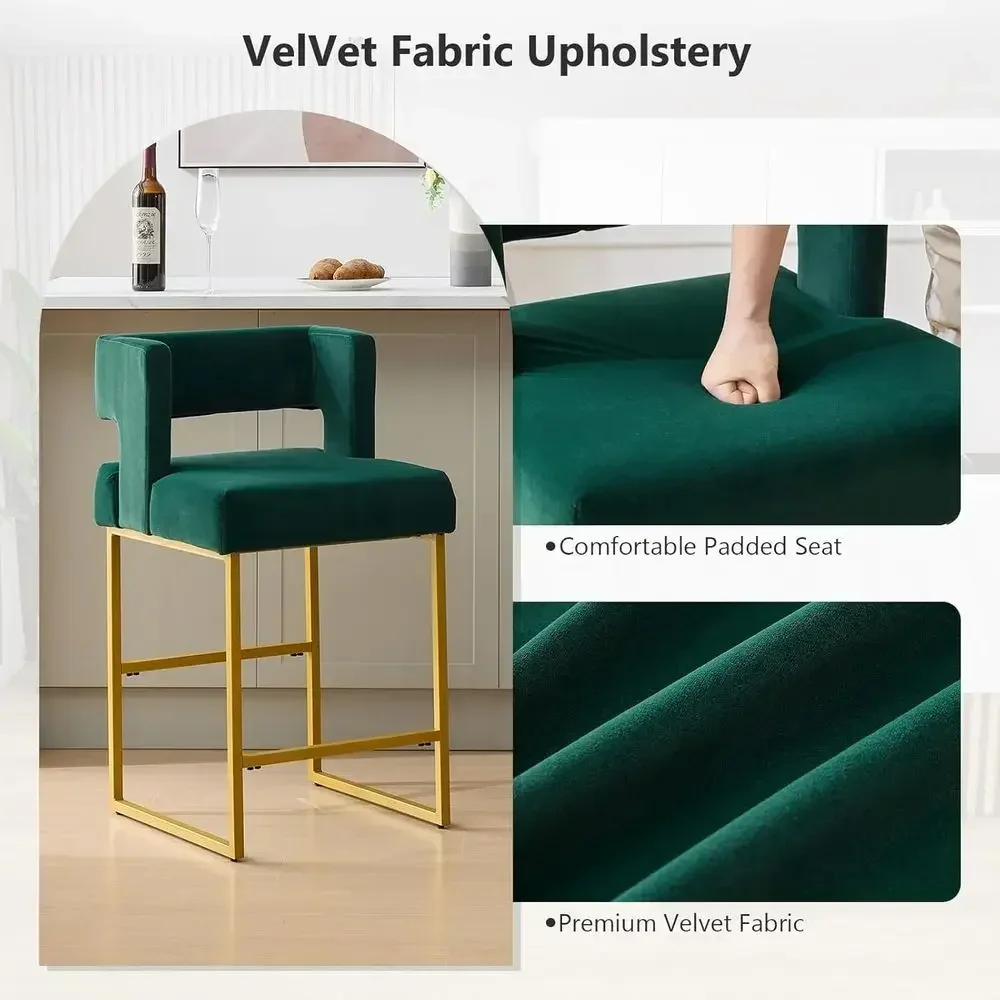 Set of 2 Green Velvet Bar Stoo - Home Bar Stools recension och pris
