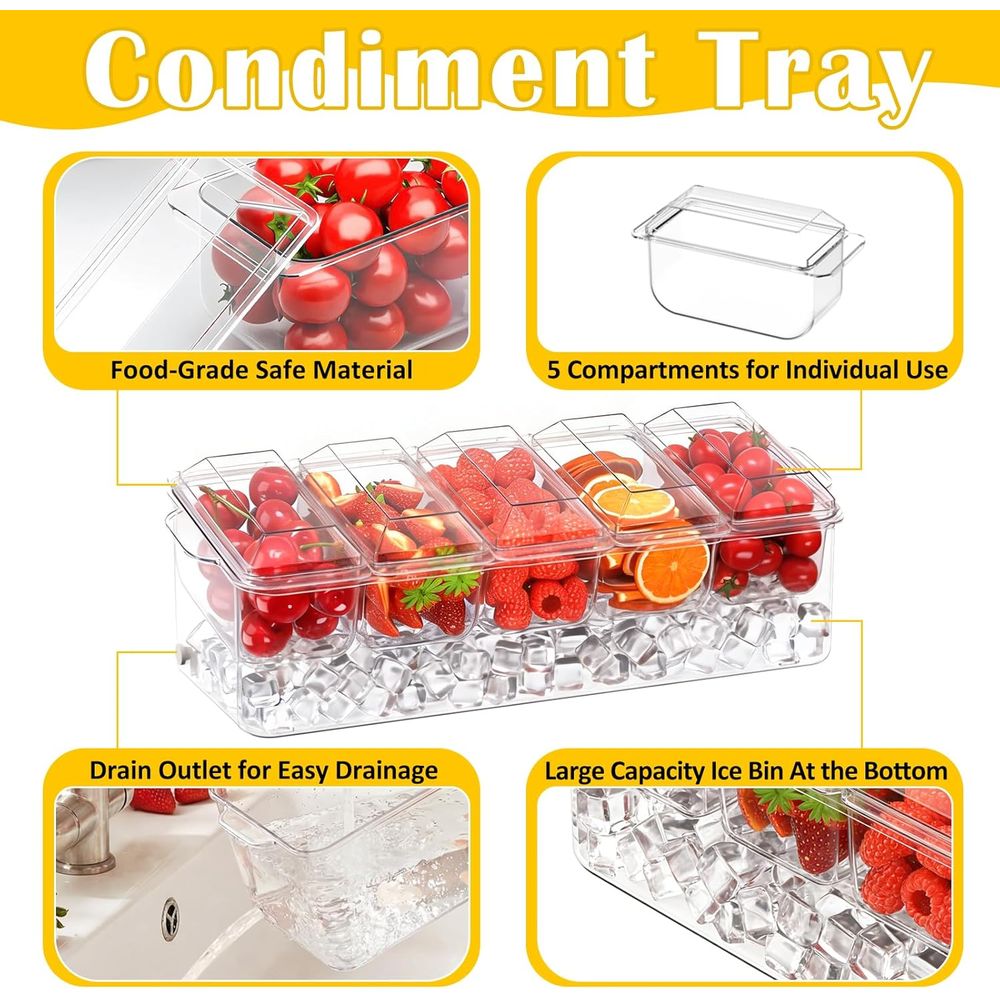 Condiment Tray, Chilled Server - Garnish Tray Set recension och pris