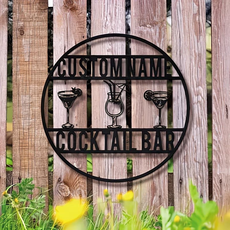 Custom Name Cocktail Bar Sign, - Home Bar Signs recension och pris