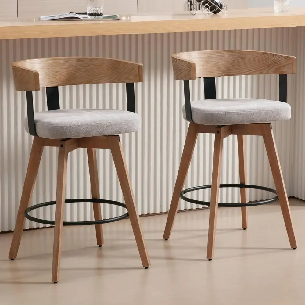 Set of 2, 26 Grey Linen-Uphols - Home Bar Stools recension och pris
