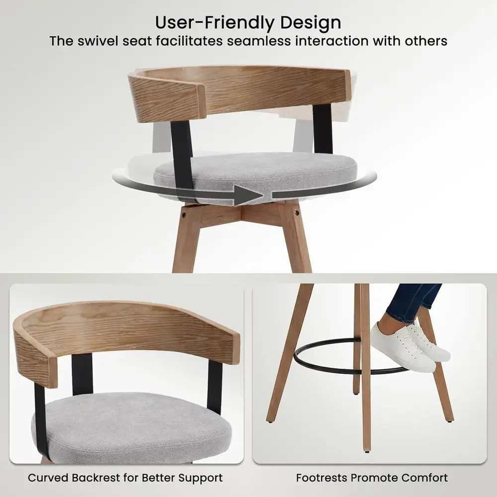 Set of 2, 26 Grey Linen-Uphols - Home Bar Stools recension och pris