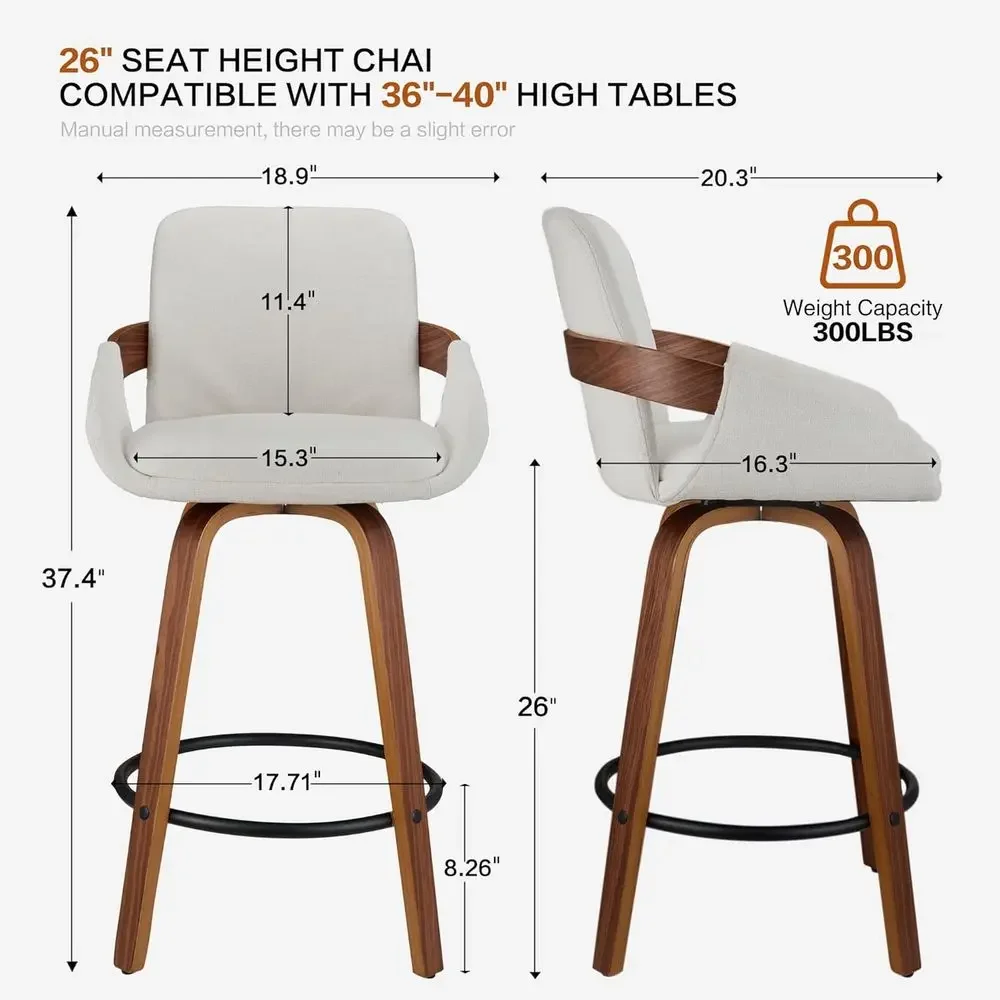 Beige Fabric Swivel Bar Stools - Home Bar Stools recension och pris