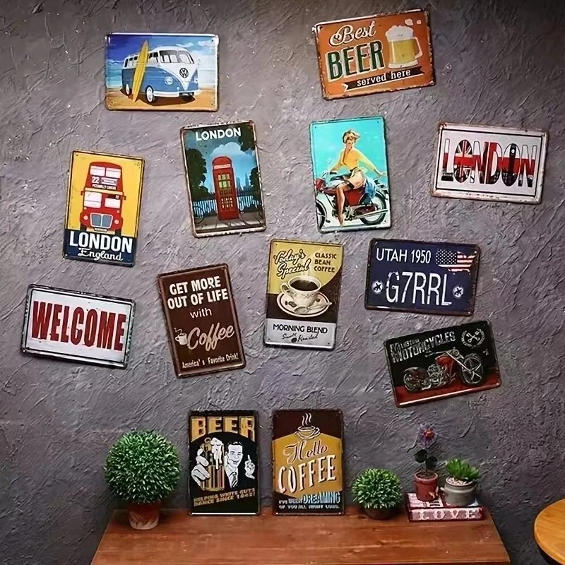 Vintage Iron Wall Sign Flat Me - Home Bar Word recension och pris