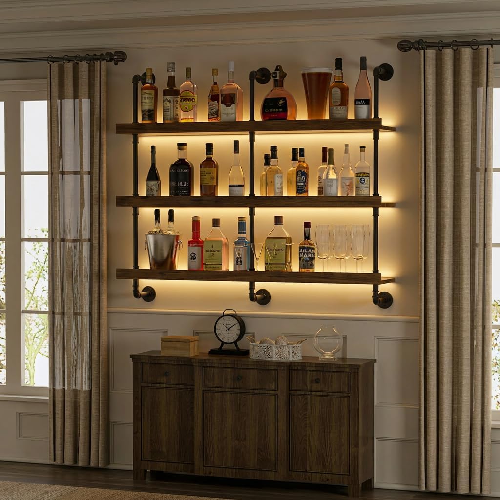 Wall Mounted Wine Rack With LE - Home Bar Stand recension och pris