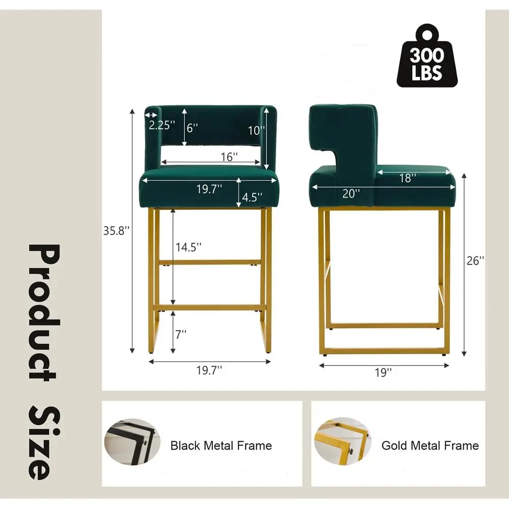 Set of 2 Green Velvet Bar Stoo - Home Bar Stools recension och pris