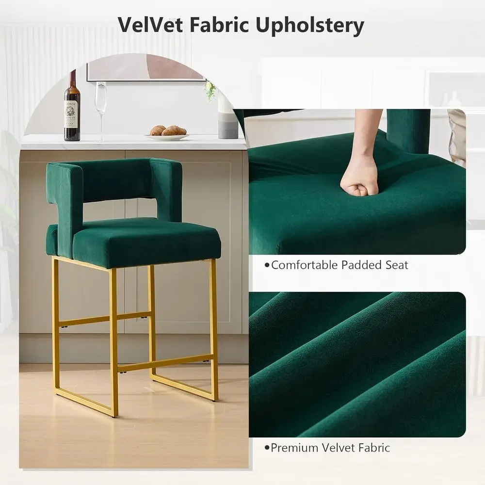 Set of 2 Green Velvet Bar Stoo - Home Bar Stools recension och pris