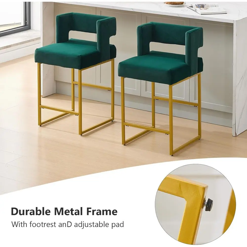 Set of 2 Green Velvet Bar Stoo - Home Bar Stools recension och pris