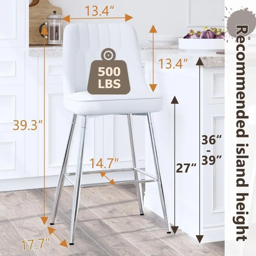 Set of 2 White Upholstered 27  - Home Bar Stools recension och pris